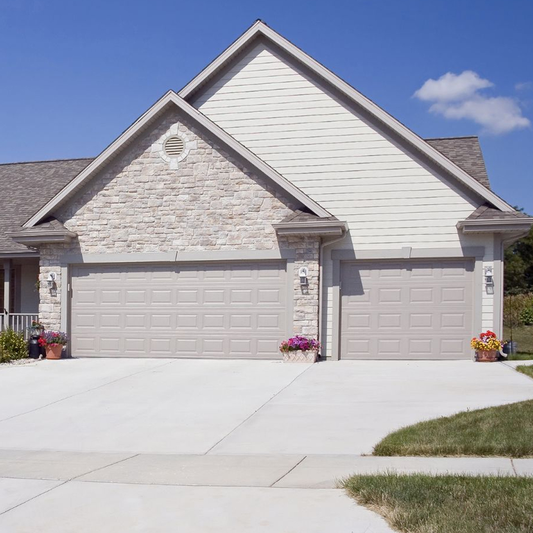 grey vinyl garage door installation modern home